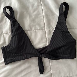 Ribbed Black Swim Bikini Top Front Tie No Boundaries Women’s Small (3-5)